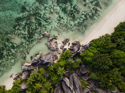 paradise beach on La Digue island in Seychelles