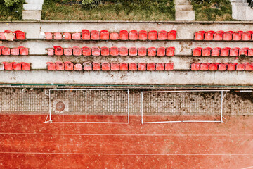 Old grandstand and football goals