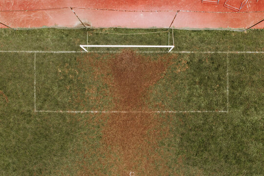 Top view of football goal