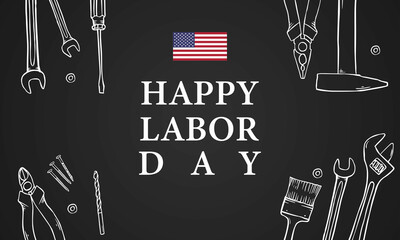 USA Labor Day background vector illustration with USA flag, Labor Day United States Of America typography