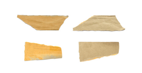 Collection of Recycled paper,crumpled paper,unfolded piece paper on white background