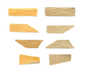 Collection of Recycled paper,crumpled paper,unfolded piece paper on white background