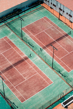 Tennis courts on sunny day