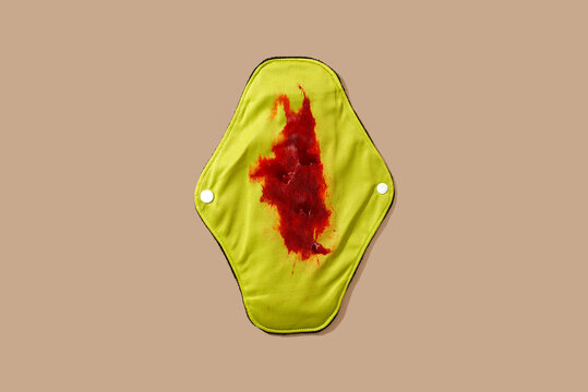 stained cloth menstrual pad