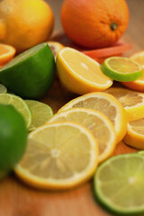 Obraz na płótnie Canvas Citrus Fruit Slices on Charcuterie Board