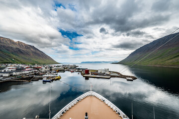 Fototapeta premium Cruise ship in port in Isafjordur, Iceland