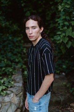 Outdoor portrait of androgynous man