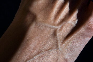 skin texture and veins closeup