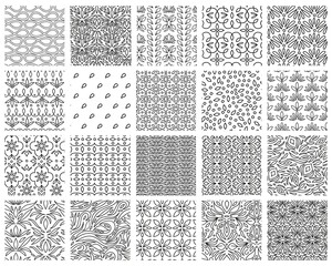 Set of elegant geometric and floral seamless patterns. old Victorian, and modern abstract motif