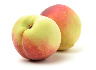 ripe peach on white background 