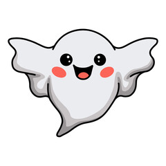 Cartoon cute halloween ghost flying