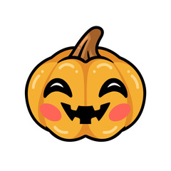 Cartoon orange pumpkin with happy face