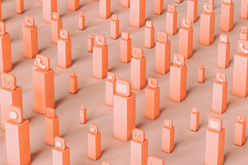 Phone applications on pink background