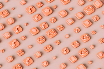 Phone applications on pink background