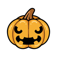 Cartoon orange pumpkin with angry face expression