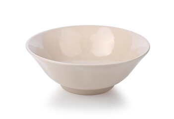 Beige ceramic bowl isolated on a white