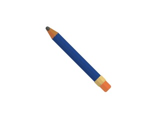 Pencil with eraser in its bottom, simple flat illustration

