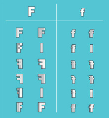 3D Animation Capital Letters Lower Case F
