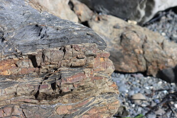 Closeup of rocks on beach