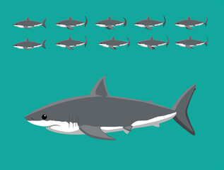 Obraz premium Animal Animation Sequence Great White Shark Cartoon Vector