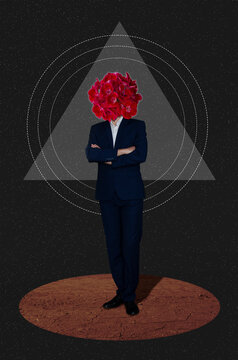 Standing Man With Flowers Instead Of A Head
