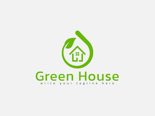 Green Real Estate Logo Design Template Concept For Leave