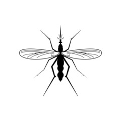 Silhouette Mosquito Vector Illustration isolated on a white background, suitable for symbols, icons, logos and more