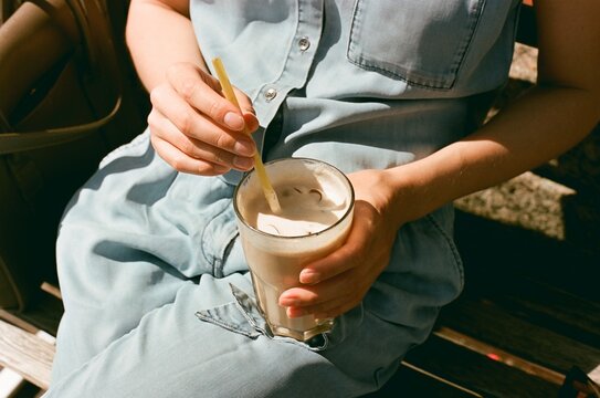 Coffee with milk and ice