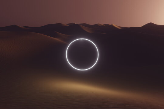 Paranormal gate appearing in the desert at night