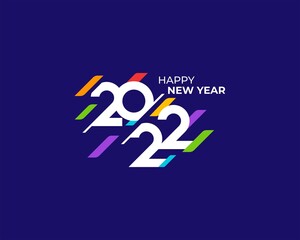 Celebrate Happy New Year 2022 Greeting banner logo illustration, Colorful 2022 new year vector - obrazy, fototapety, plakaty