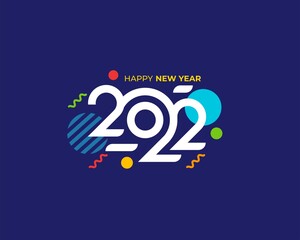 Celebrate Happy New Year 2022 Greeting banner logo illustration, Colorful 2022 new year vector - obrazy, fototapety, plakaty
