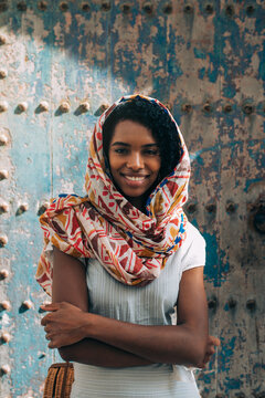 Beautiful moroccan woman with head scarf