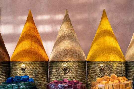 Piles of multicolored spices