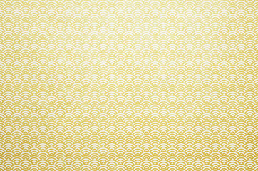 Fototapeta premium Washi paper texture background with gold wave pattern. Japanese handmade paper texture with traditional Japanese pattern