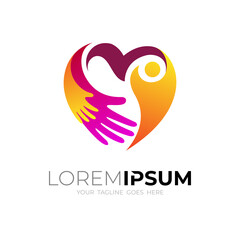 Love logo and charity design social, people care icon