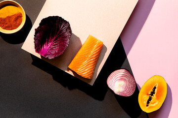 Graphic creative fresh foods composition 