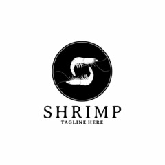 Seafood Restaurant and Shrimp Logo Vector, Shrimp in The Form of a Letter S Modern Logo
