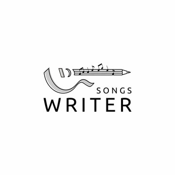 Song Writer Musician Logo Combination Guitar with Pencil and Music Note