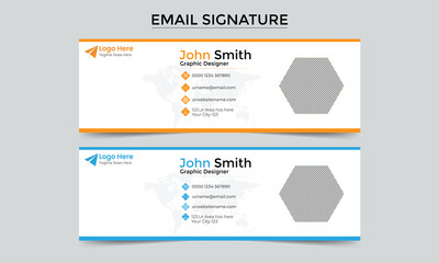 Naklejka premium Email Signature Corporate Email signature template or email footer and personal social media cover templates with minimal and clean style creative modern layout design.