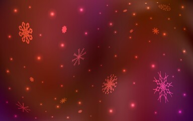 Fototapeta na wymiar Dark Red vector layout with bright snowflakes.