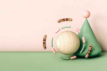 abstract shapes with spinning circular capsule