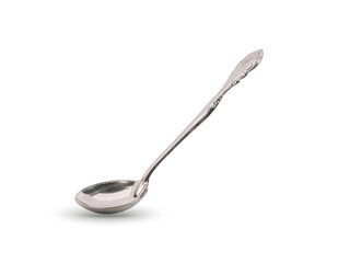 stainless steel spoon on white background