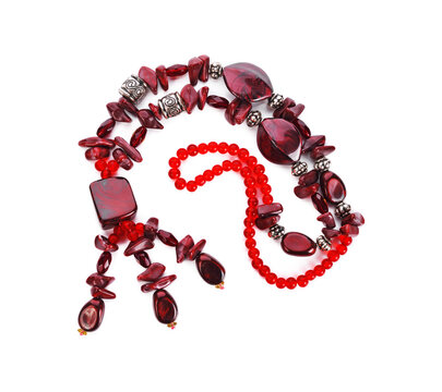 bead necklace isolated on white background.