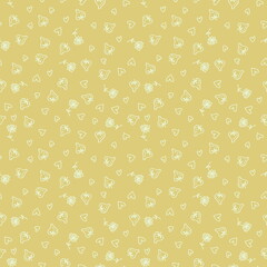 Doodle strawberries, flowers and hearts monochrome seamless pattern.  Perfect for scrapbooking, textile and prints. Hand drawn  illustration for decor and design