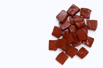 Pork blood pudding on white background.