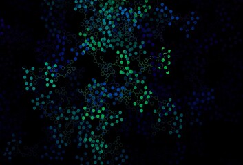 Dark Blue, Green vector backdrop with artificial intelligence data.