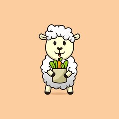 Cute lamb cartoon vector