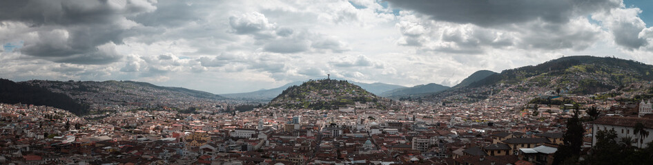 Fototapeta na wymiar Downtown cityscape panorama view old town historic place Quito