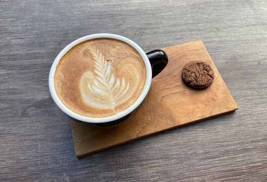 Cup of coffee, caffe latte, cappuccino, flat white, for breakfast. perfect high resolution image for display menu