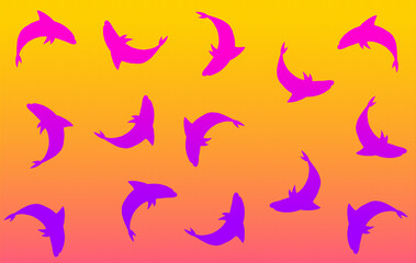 Obraz premium Purple dolphin pattern